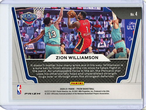 Zion Williamson 2020-21 Prizm, Widescreen #4 Silver (1)