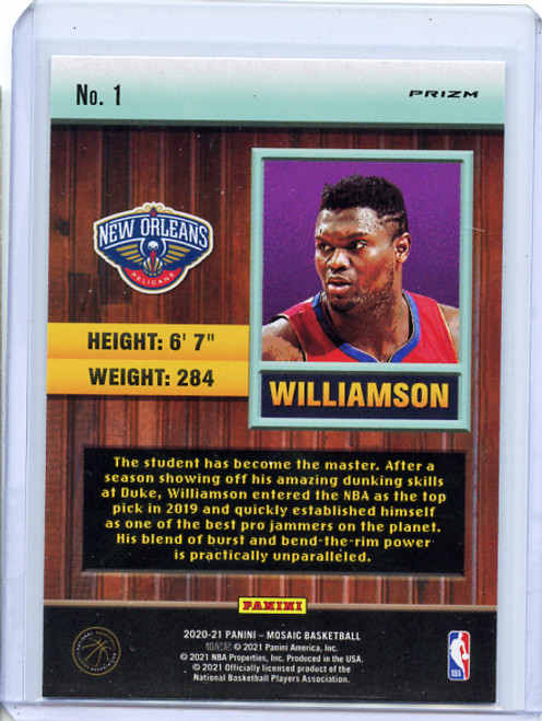 Zion Williamson 2020-21 Mosaic, Jam Masters #1 Mosaic (2)