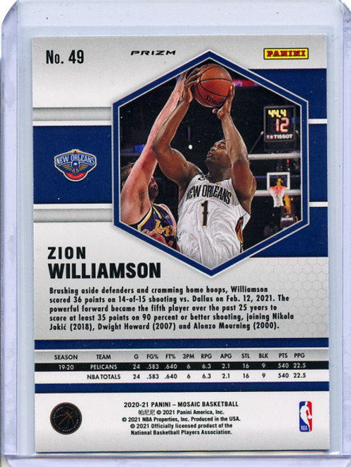 Zion Williamson 2020-21 Mosaic #49 Mosaic (1)