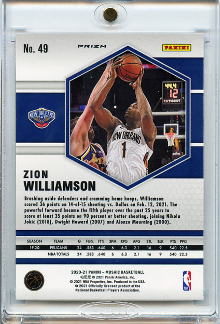Zion Williamson 2020-21 Mosaic #49 Red Wave (2)