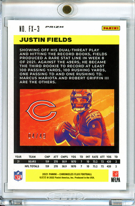 Justin Fields 2021 Chronicles, Flux #FX-3 Green (#04/49) (CQ)