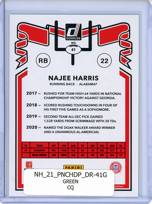 Najee Harris 2021 Chronicles Draft Picks, Donruss #41 Green (CQ)