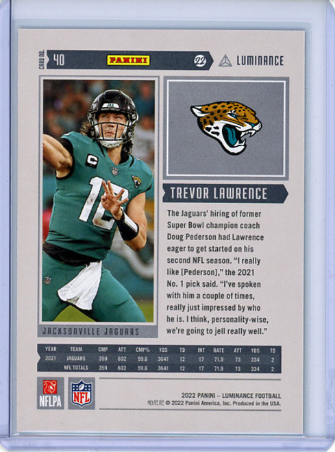 Trevor Lawrence 2022 Luminance #40 Green (#70/99) (CQ)