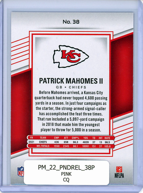 Patrick Mahomes II 2022 Donruss Elite #38 Pink (CQ)