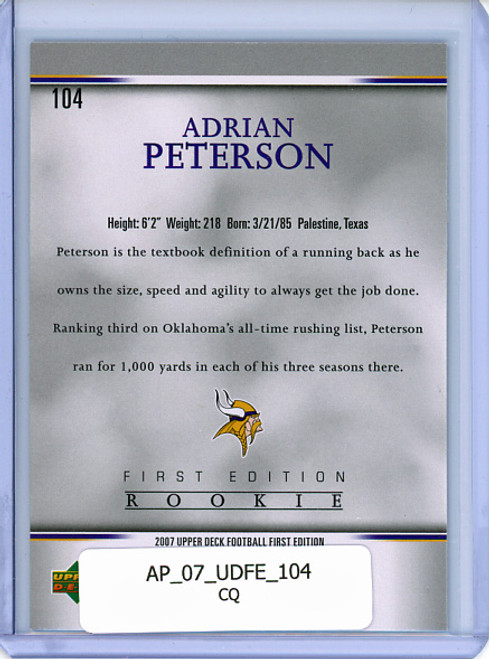 Adrian Peterson 2007 Upper Deck First Edition #104 (CQ)