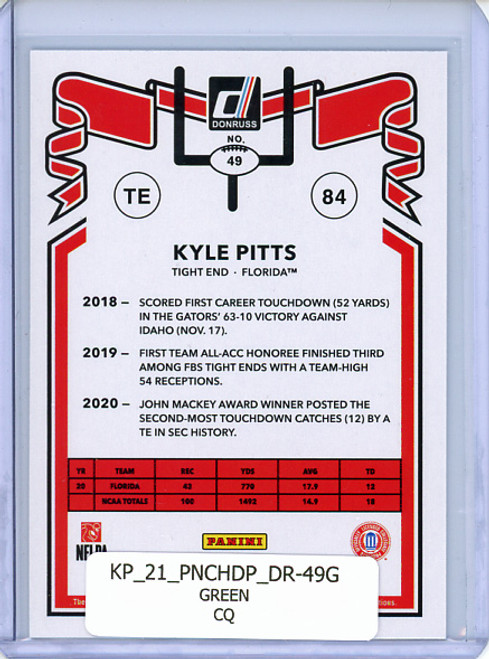 Kyle Pitts 2021 Chronicles Draft Picks, Donruss #49 Green (CQ)