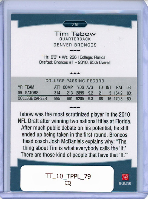 Tim Tebow 2010 Platinum #79 (CQ)