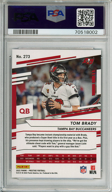 Tom Brady 2022 Prestige #273 Xtra Points Premium Red (#187/449) PSA 9 Mint (#70518002) (CQ)