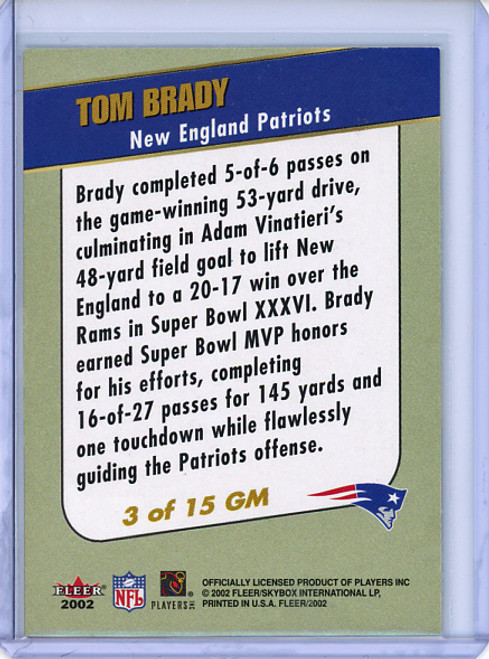 Tom Brady 2002 Tradition, Golden Memories #GM-3 (1) (CQ)