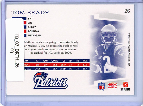 Tom Brady 2007 Donruss Threads #26 (CQ)