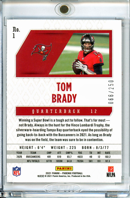 Tom Brady 2021 Phoenix #1 Red (#066/250) (CQ)