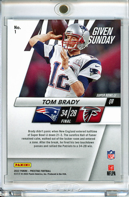 Tom Brady 2022 Prestige, Any Given Sunday #1 Xtra Points Purple (#100/149) (CQ)