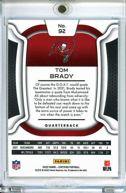 Tom Brady 2022 Certified #92 Mirror (#228/349) (CQ)
