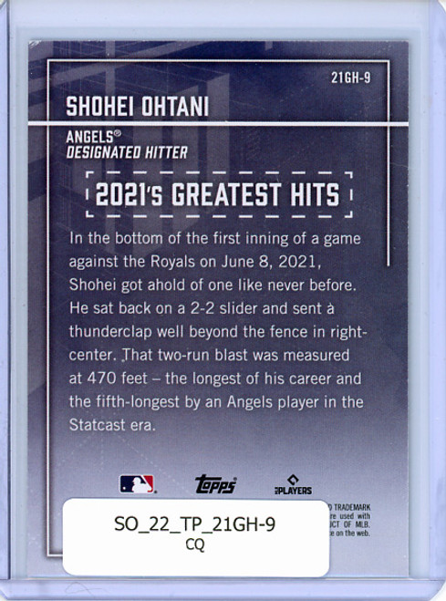 Shohei Ohtani 2022 Topps, 2021's Greatest Hits #21GH-9 (CQ)