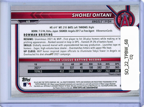Shohei Ohtani 2022 Bowman #68 (CQ)