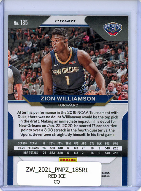 Zion Williamson 2020-21 Prizm #185 Red Ice (CQ)