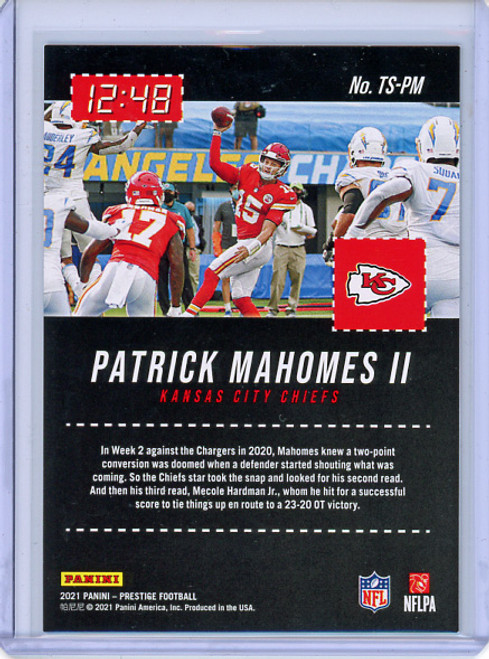 Patrick Mahomes II 2021 Prestige, Time Stamped #TS-PM Xtra Points Red (#190/299) (CQ)