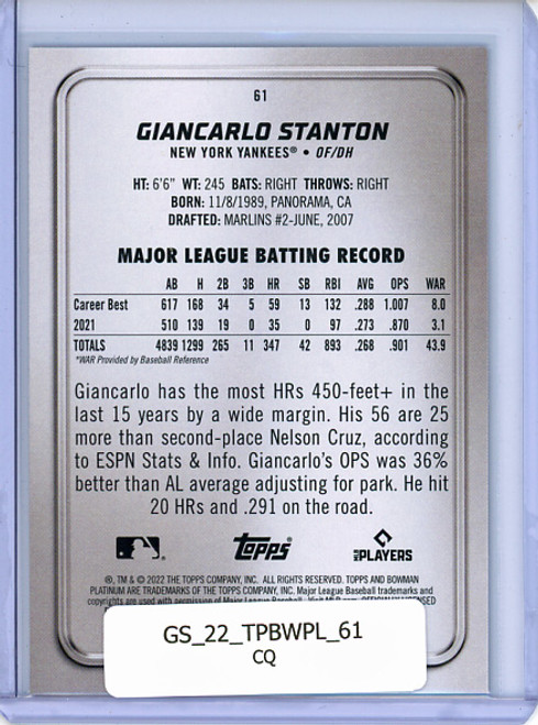 Giancarlo Stanton 2022 Bowman Platinum #61 (CQ)