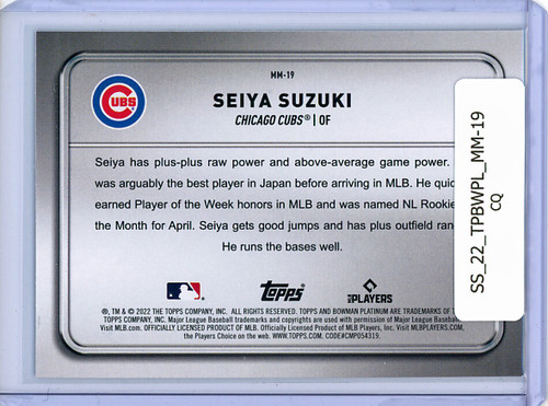 Seiya Suzuki 2022 Bowman Platinum, Minted in Merit #MM-19 (CQ)