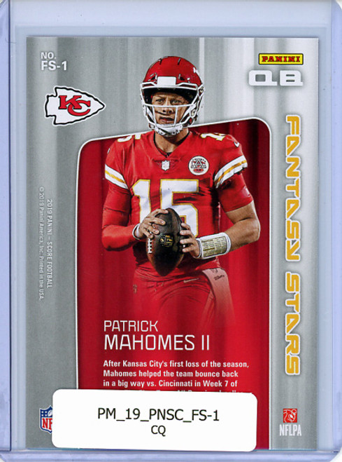 Patrick Mahomes II 2019 Score, Fantasy Stars #FS-1 (CQ)