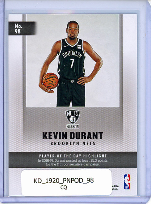 Kevin Durant 2019-20 Panini Player of the Day #98 (CQ)