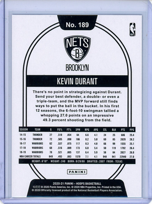 Kevin Durant 2020-21 Hoops #189 Silver (#182/199) (CQ)