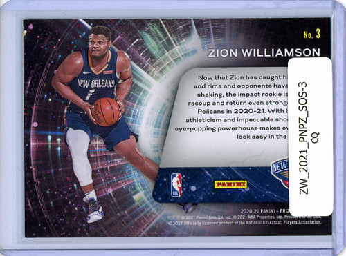Zion Williamson 2020-21 Prizm, Sophomore Stars #3 (CQ)