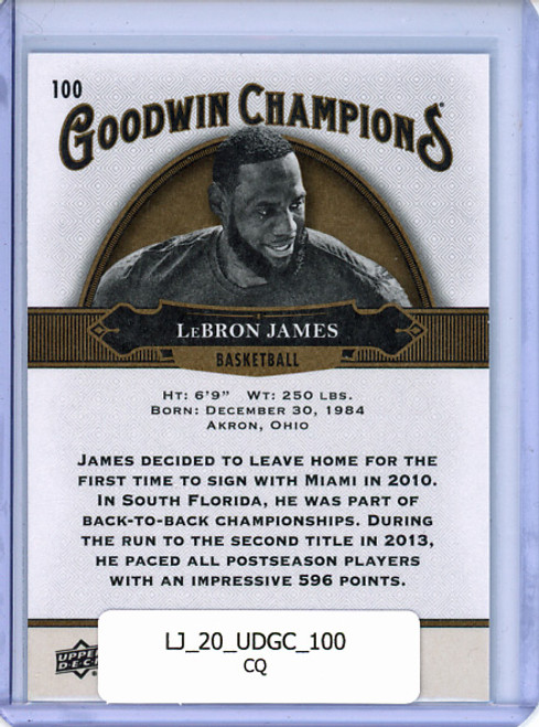 LeBron James 2020 Upper Deck Goodwin Champions #100 (CQ)