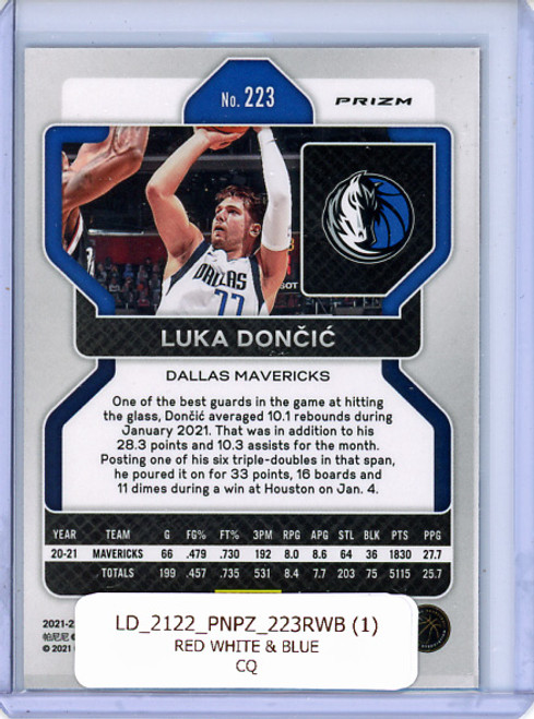 Luka Doncic 2021-22 Prizm #223 Red White & Blue (1) (CQ)