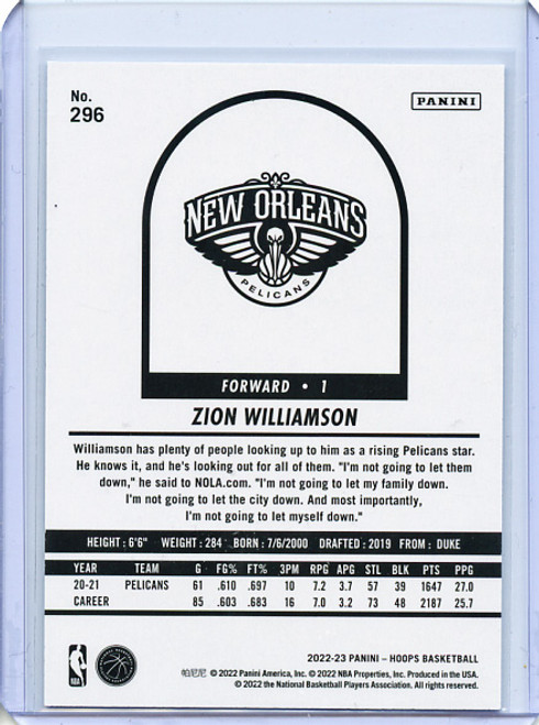 Zion Williamson 2022-23 Hoops Tribute #296 Silver (#110/199)