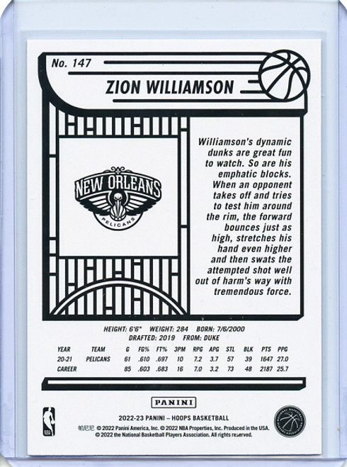 Zion Williamson 2022-23 Hoops #147 Silver (#197/199)
