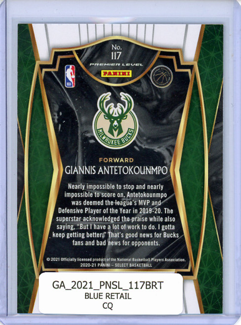 Giannis Antetokounmpo 2020-21 Select #117 Premier Level Blue Retail (CQ)