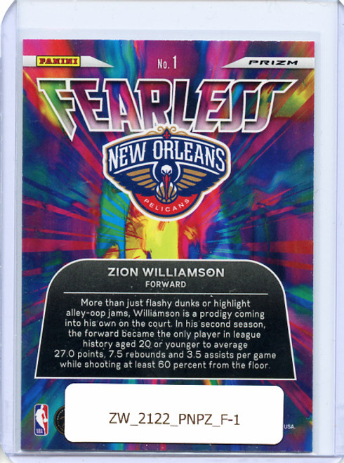 Zion Williamson 2021-22 Prizm, Fearless #1