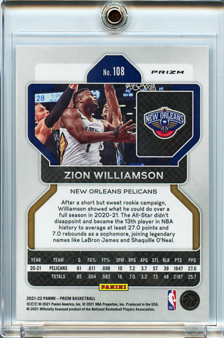 Zion Williamson 2021-22 Prizm #108 NBA 75th Anniversary (1)