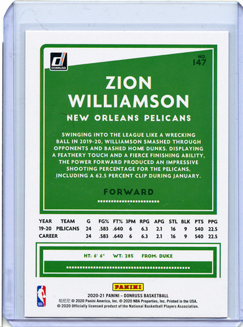 Zion Williamson 2020-21 Donruss #147 Holo Orange Laser (3)