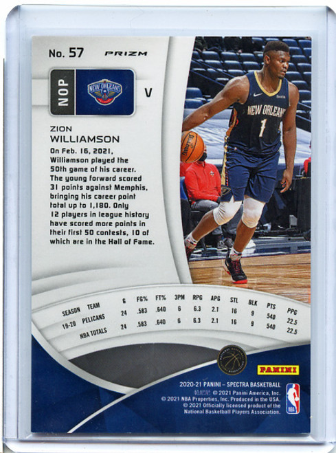 Zion Williamson 2020-21 Spectra #57 Variations Asia Red (2)