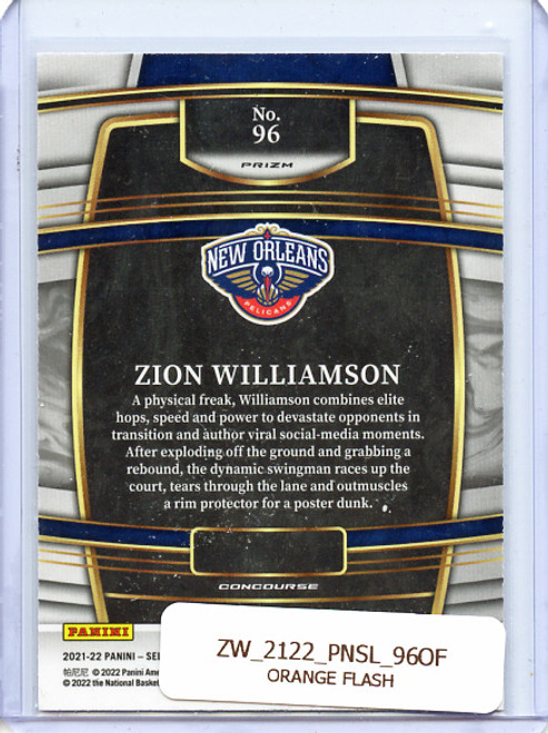 Zion Williamson 2021-22 Select #96 Concourse Orange Flash