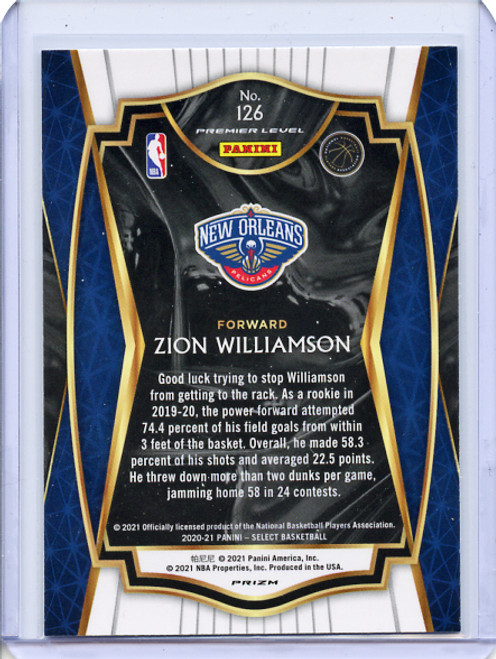 Zion Williamson 2020-21 Select #126 Premier Level Silver (1)