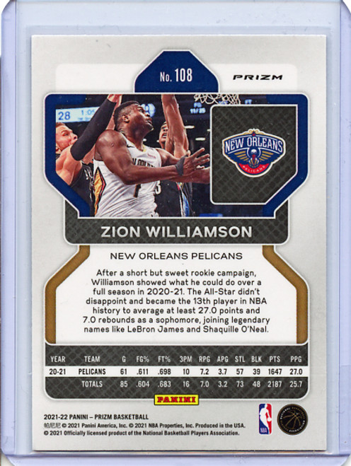 Zion Williamson 2021-22 Prizm #108 Orange Ice (1)