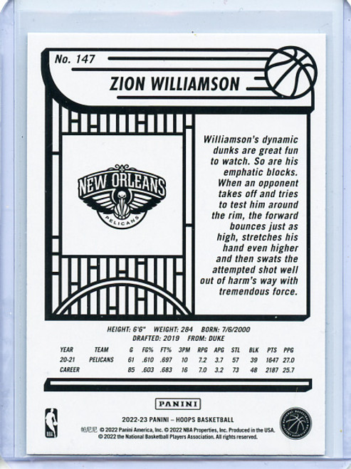 Zion Williamson 2022-23 Hoops #147 Teal Explosion (1)