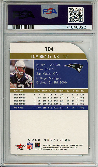 Tom Brady 2004 Ultra #104 Gold Medallion PSA 9 Mint (#71846322) (CQ)
