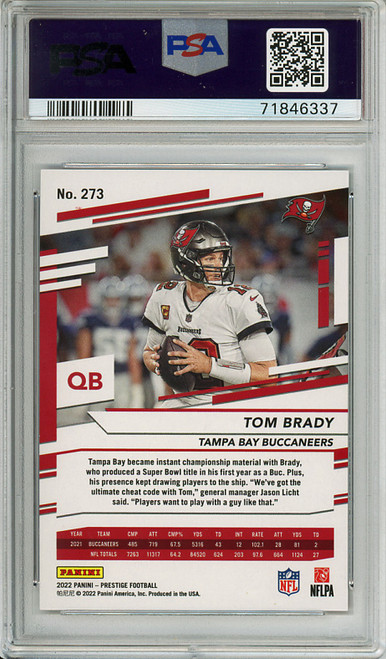 Tom Brady 2022 Prestige #273 Xtra Points Premium Red (#009/449) PSA 9 Mint (#71846337) (CQ)