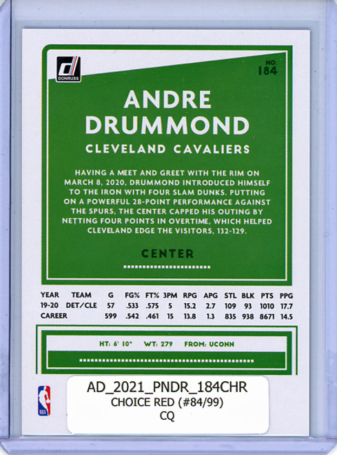 Andre Drummond 2020-21 Donruss #184 Choice Red (#84/99) (CQ)