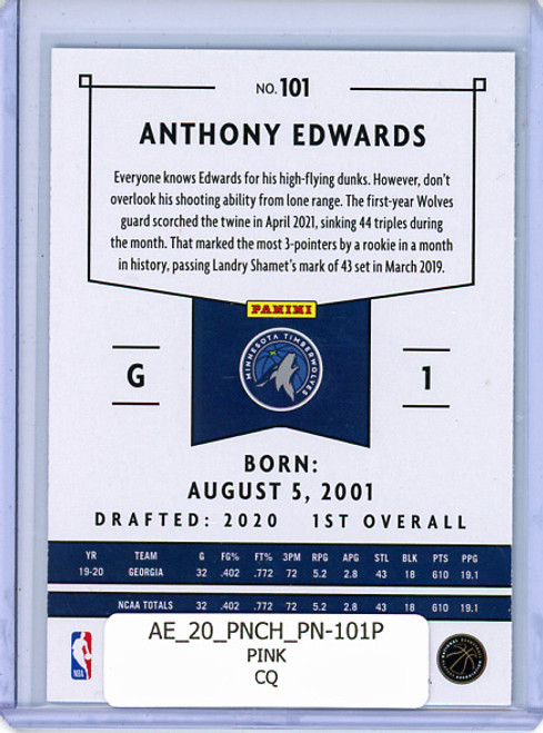 Anthony Edwards 2020-21 Chronicles, Panini #101 Pink (CQ)