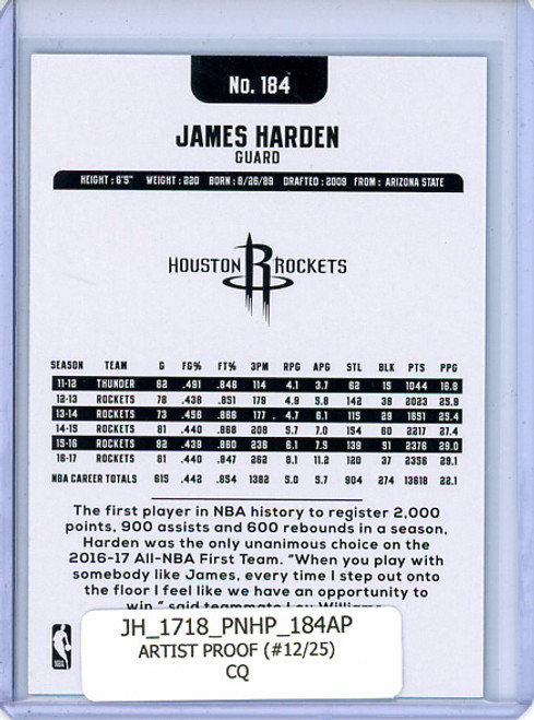 James Harden 2017-18 Hoops #184 Artist Proof (#12/25) (CQ)