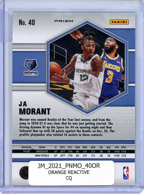 Ja Morant 2020-21 Mosaic #40 Orange Reactive (CQ)