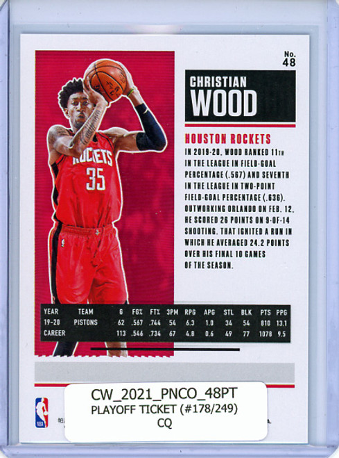 Christian Wood 2020-21 Contenders #48 Playoff Ticket (#178/249) (CQ)