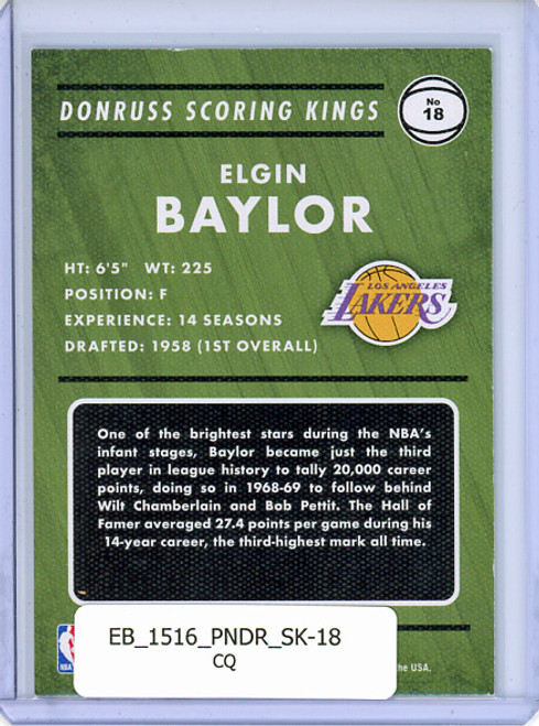 Elgin Baylor 2015-16 Donruss, Scoring Kings #18 (CQ)