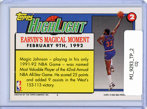 Magic Johnson 1992-93 Topps #2 Highlight (CQ)