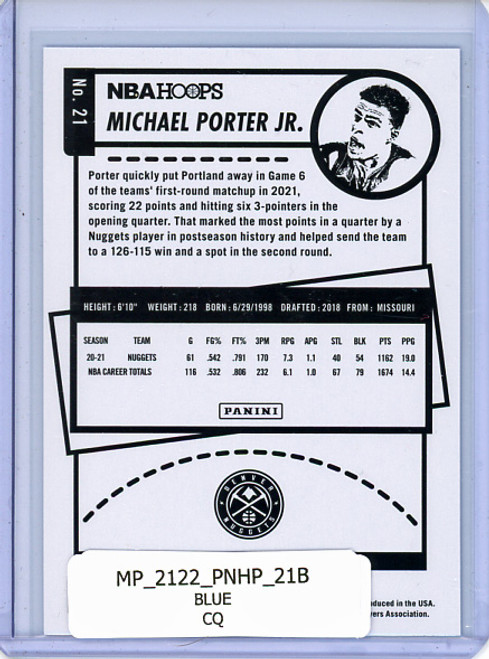 Michael Porter Jr. 2021-22 Hoops #21 Blue (CQ)